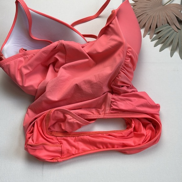 La Blanca Pink One Piece Swimsuit with Plunging V-Neck - 12 - Picture 7 of 9